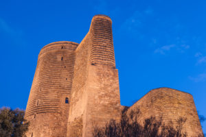 Azerbaijan, Baku, Old City, Maiden's Tower, dawn Azerbaijan, Baku, Old City, Maiden's Tower, dawn